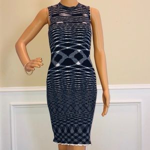 See By Chloé Navy and White Sleeveless Knit Mini Dress